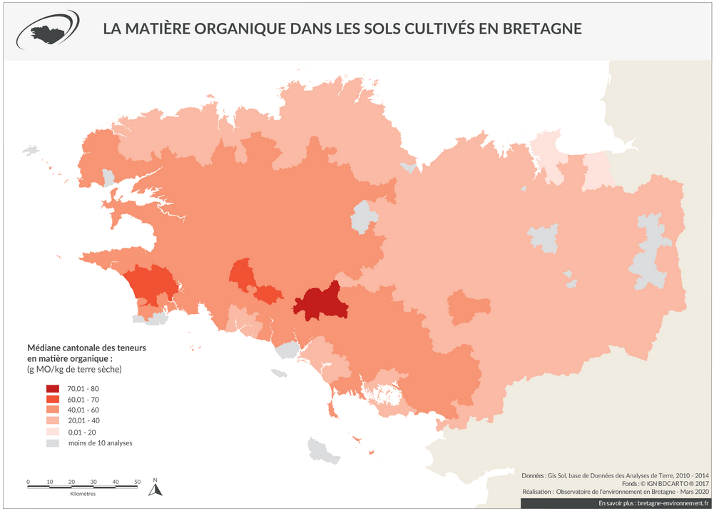 Carte Matiere organique des sols cultivés