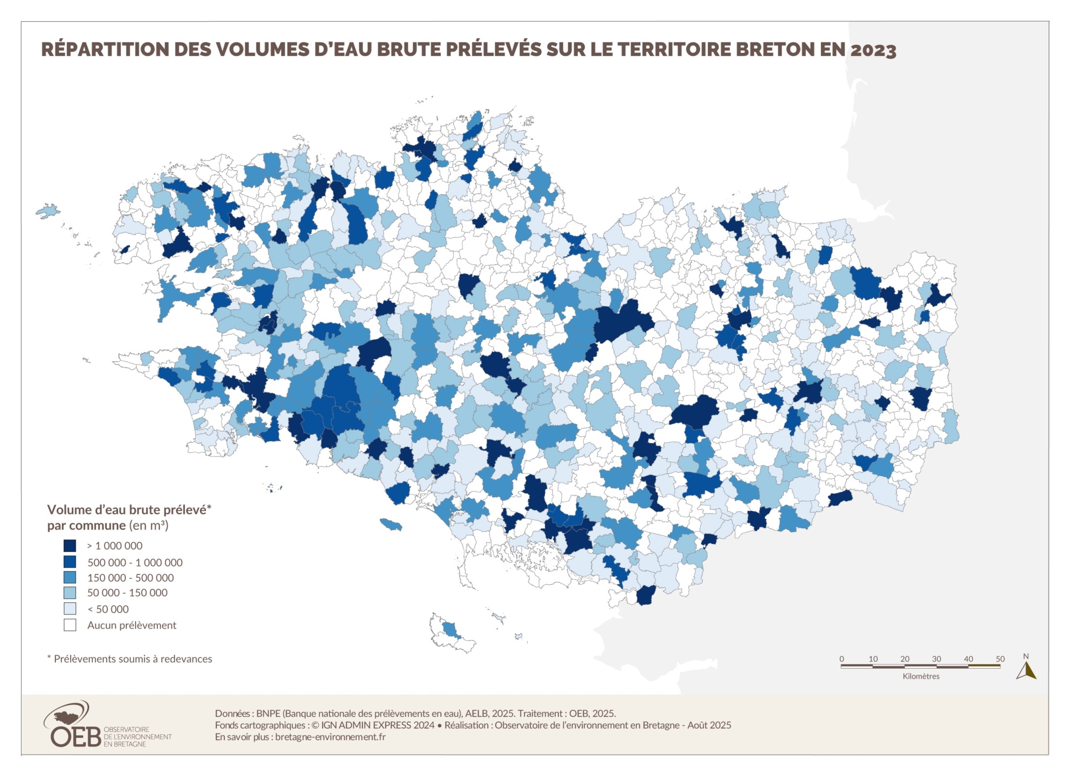 Prélèvement total d'eau brute en 2023