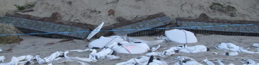 Photo boudin géotextile éventré