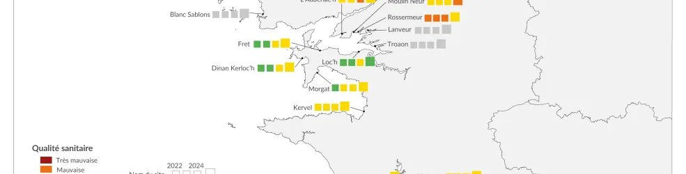 carte : Qualité sanitaire site de pêche à pied 2025 - 29