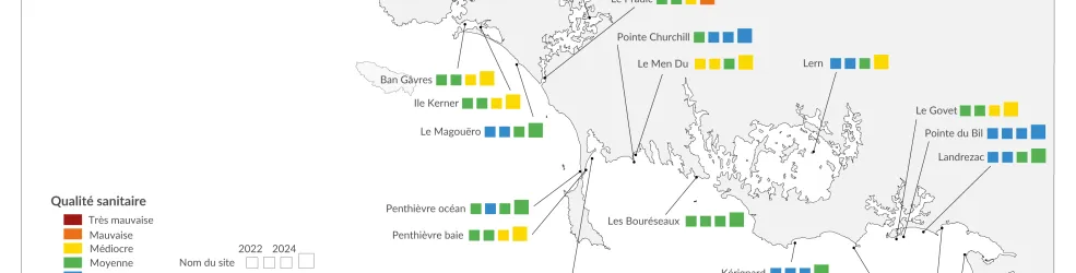 carte : Qualité sanitaire site de pêche à pied 2025 - 56