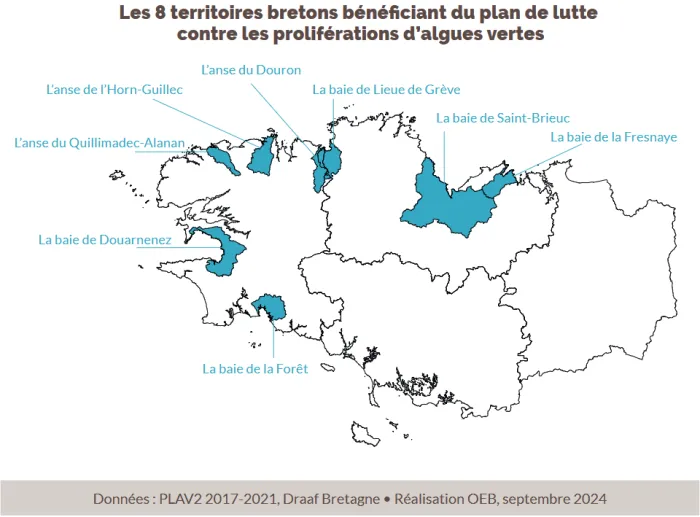 Les 8 territoires bretons bénéficiant du plan de lutte contre les proliférations d'algues vertes