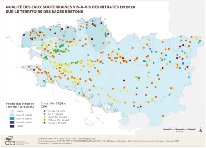carte nitrates dans les eaux souterraines